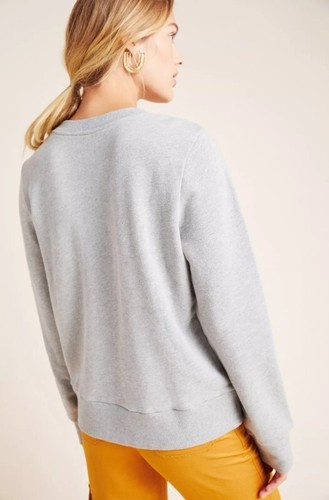 Maeve Marcie Embroidered Sweatshirt Size XS Heather Gray Floral Anthropologie - Picture 4 of 10