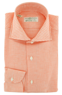 Luigi Borrelli Orange Micro-Check Linen Dress Shirt - X Slim - (110)