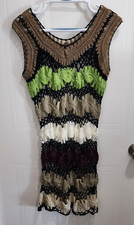 Urban Mango Women's Sleeveless Open Crochet Knit Boho Swim Coverup Dress Size L