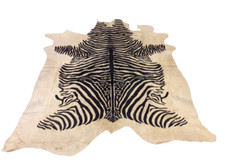 Cowhide Area Rug - Zebra Black Print on Off-White - 84" W x 89" GRADUATION GIFT
