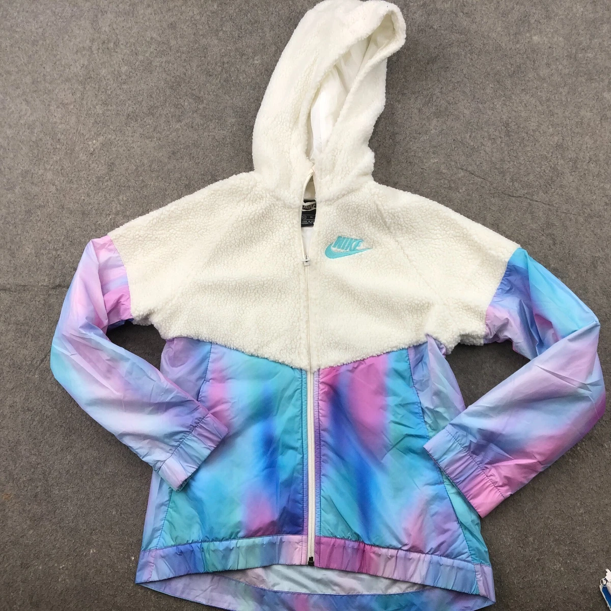 Nike Jacket Girls XL Sherpa Deep Pile Fleece Unicorn Tie Dye