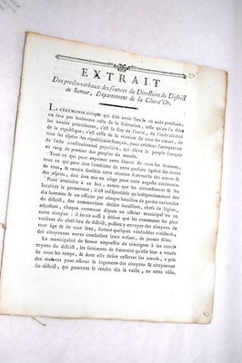 LIVRE ANCIEN ORGANISATION FÊTE SEMUR RÉVOLUTION CORTÈGE CÉRÉMONIE 1793