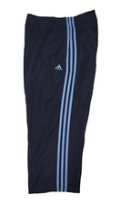 Adidas Women s Blue 3S Cropped Athletic Track Pants Drawcord Bottom Size Large