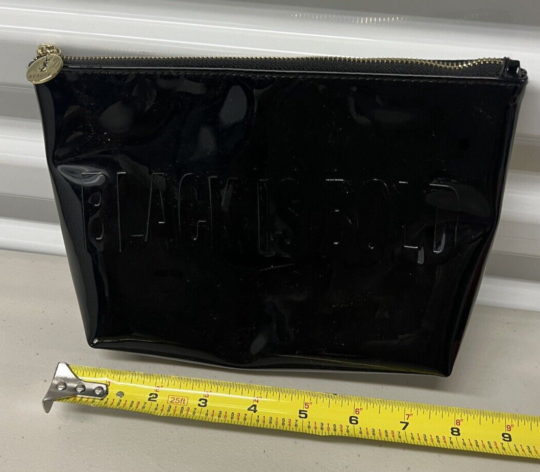 Borsa da toeletta Yves Saint Laurent YSL Beaute con cerniera lucida il nero è audace 8x7"