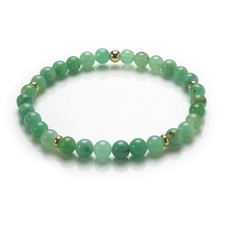 Chrysoprase Bracelet - 6mm Gemstone Bracelet Stretch - Beaded Bracelet Green D251