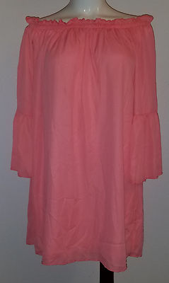 NWT Zanzea Collection Coral Tunic Top Shirt-Length Dress Off-Shoulder Size Small