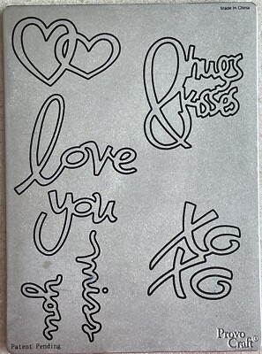Vintage Cuttlebug Metal Die Love XOXO Provo Craft Hugs Kisses Miss You Hearts