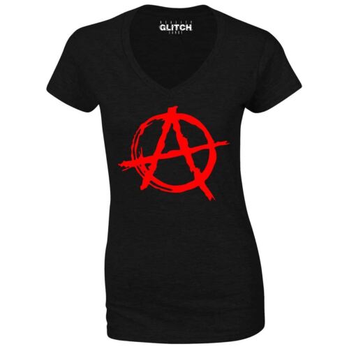 Anarchy Symbol V-Neck Women's T-Shirt Anarchism Anarchist UK God Save Queen - Afbeelding 1 van 1