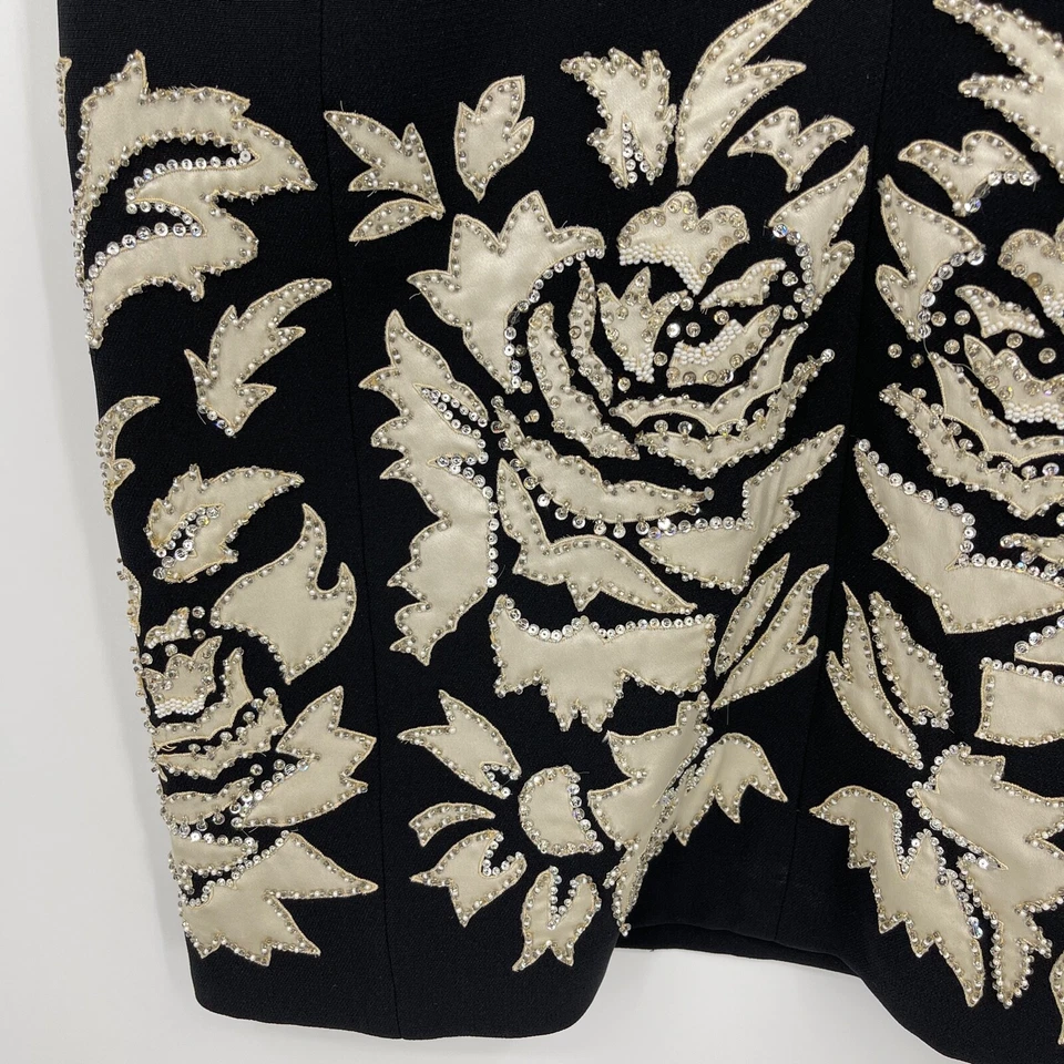 Vestido Vintage Valentino Night Amen Wardy Negro Lentejuelas Cuentas Bolsillos Cremallera 10 Foto 2 de 4