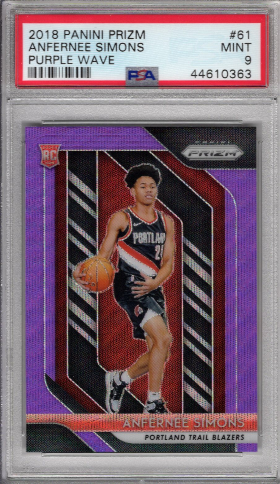 Anfernee Simons 2018-19 Panini Prizm Rookie RC # 61 Purple Wave - PSA 9 Mint