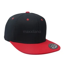 Baseball Cap Snapback Adjustable Size Flat Brim Bill Trucker Hat for Mens Solid