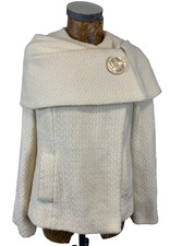 Rocha John Rocha Coat 10 Cream Wool Shawl Drape Short Formal Warm Ivory