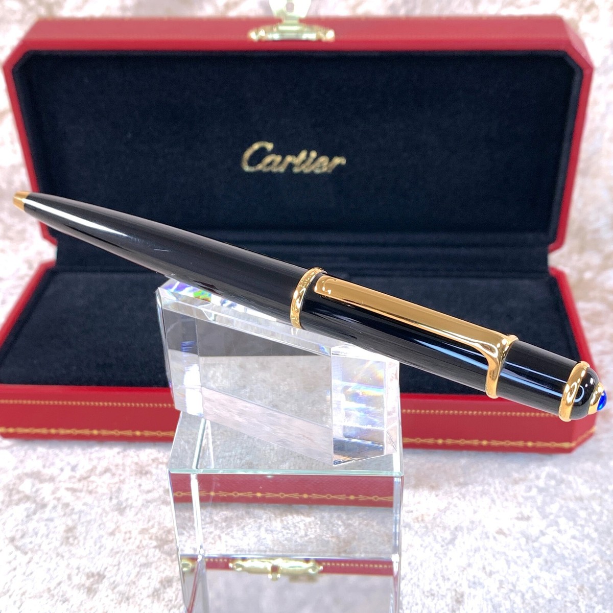 Cartier Ballpoint Pen Diabolo Black Resin 18k Gold Finish