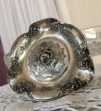 Alt Vintage Schale Sch&auml;lchen Ascher? Aschenbecher Silber 830 Rosen