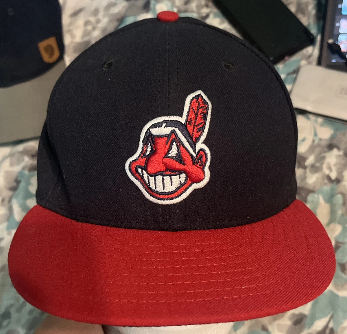 vtg New Era 59Fifty Cleveland Indians Hat 7 3/4 On Field Hat usa rare  players ec