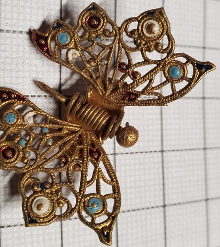 Antike Gold Schmetterling Anstecknadel Brosche Federklammer - Bild 8 von 8