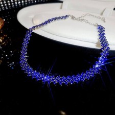 Choker Necklace Crystal 3 Row Rhinestone Diamante Shine Sparkly Party Gift Dress
