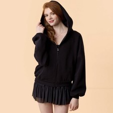 Blogilates Women's Marshmallow Full Zip Hoodie NWT Size Small in Black