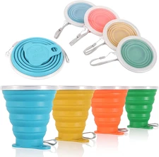 ME.FAN Silicone Collapsible Travel Cup - Silicone Folding Camping Cup with Lids