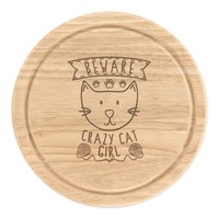 Beware VerrüCkte Katze MäDchen Rund Zerkleinern KäSebrett Lustig KäTzchen
