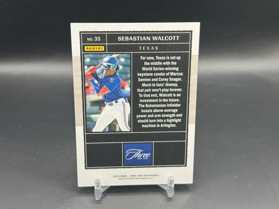 2024 Panini Three And Two Baseball Sebastian Walcott #35 Platinum 1/1 Rangers - Image 2 of 2