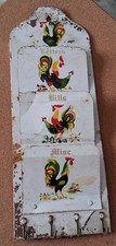 Vintage Metal Hanging Chicken Letter And Key Holder.