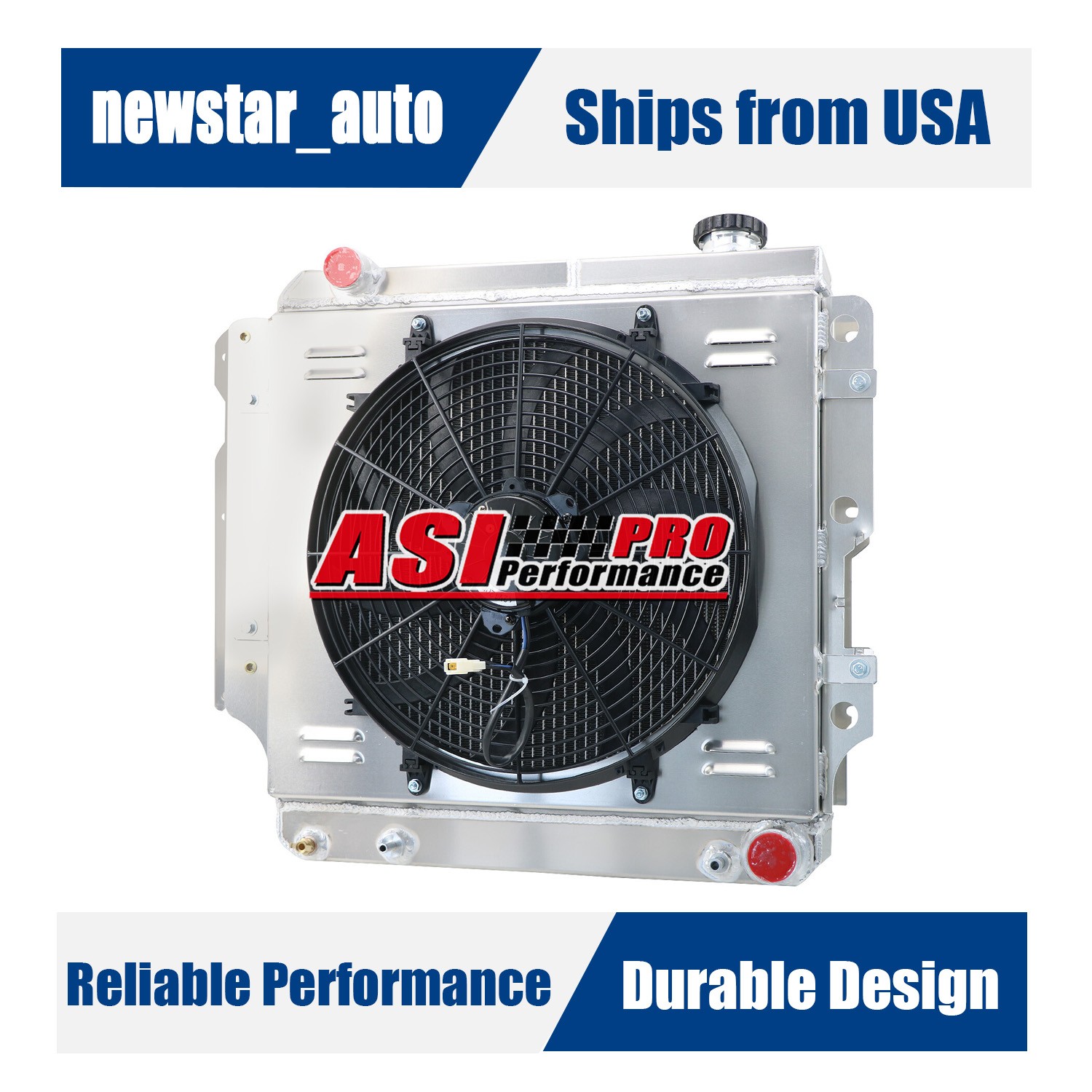 4-Row Aluminum Radiator Fan Shroud For 1987~2006 Jeep Wrangler TJ/YJ Chevy V8