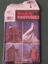 Simplicity 9887 Size A XS S M L XL Cloak Cape Tunic, Renaissance Gothic