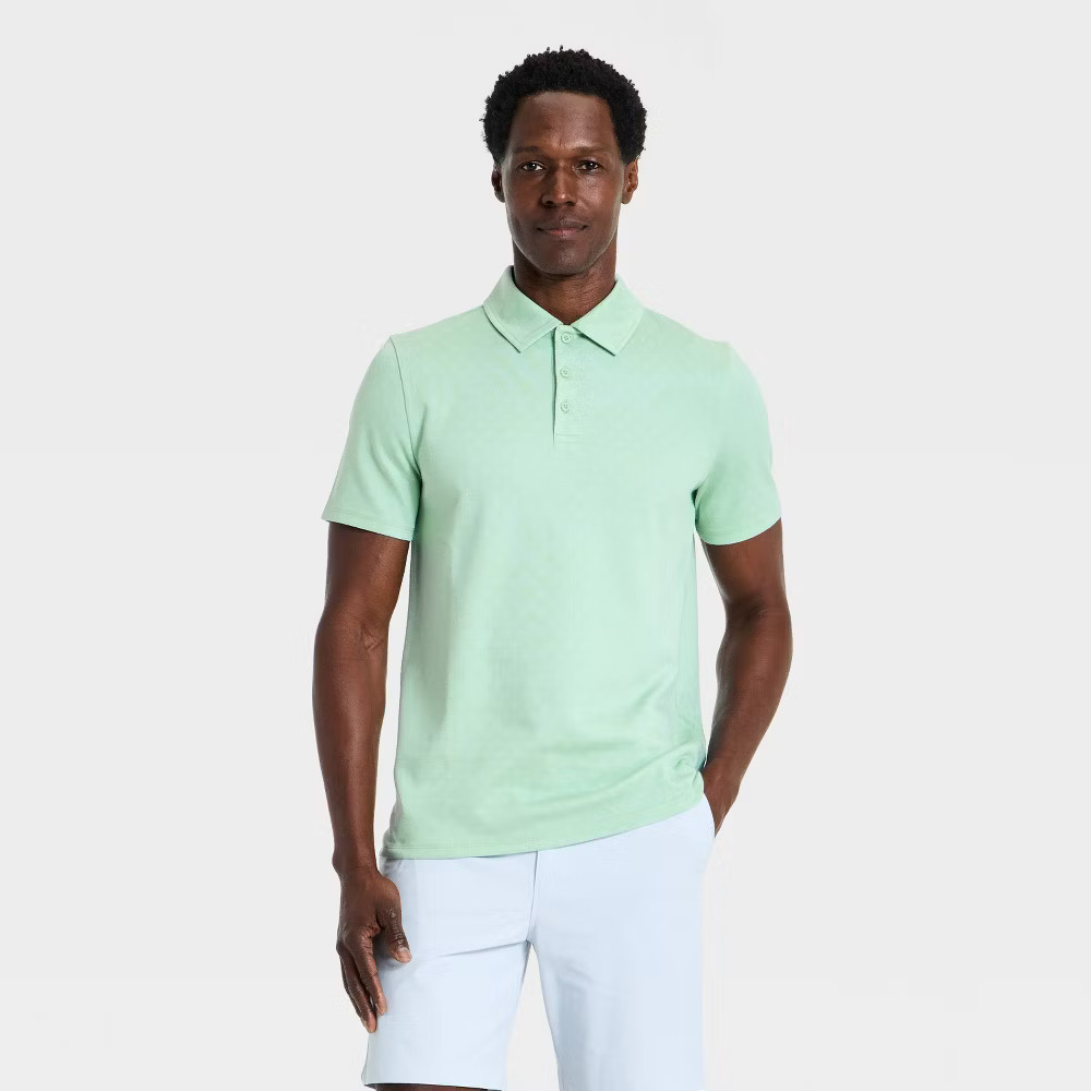 Men's Jacquard Polo Shirt - All in Motion Aqua Green XL
