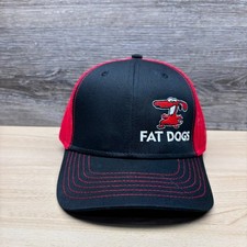 Fat Dogs Hat Cap Snap Back Black Red Mesh Tru...