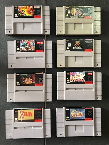 Super Nintendo SNES Vintage 8 Game Lot Authentic Working Clean Magic Sword Gaia