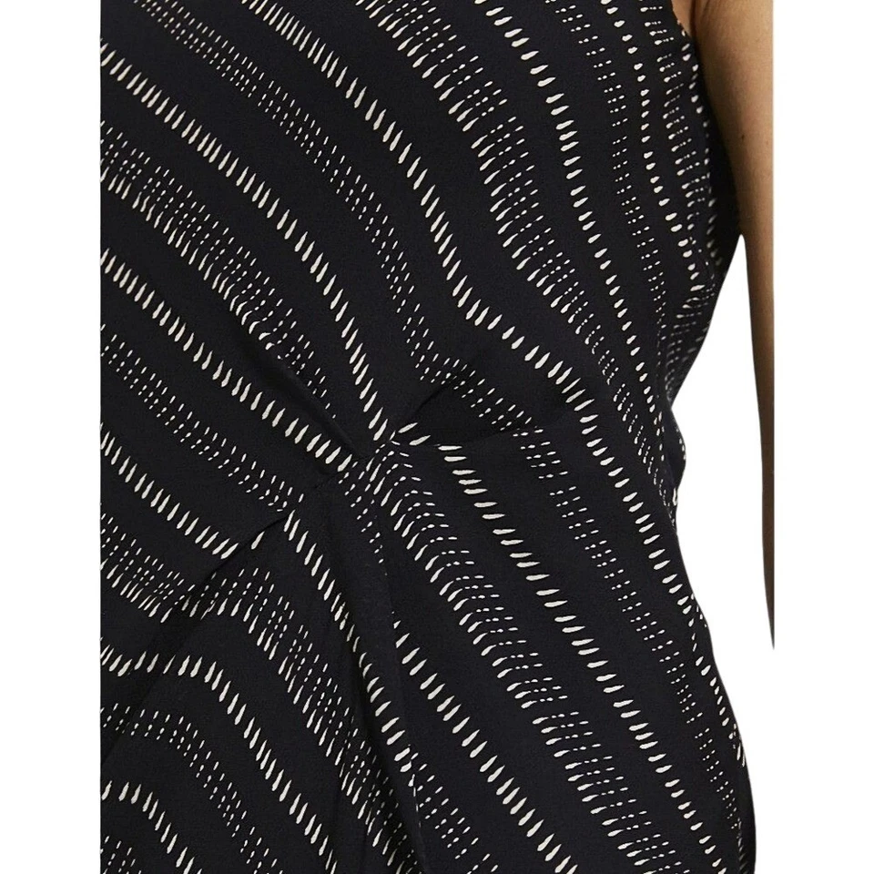 Vestido midi drapeado 100 % seda negro blanco talla 8 usado en excelente estado Theory Foto 4 de 4