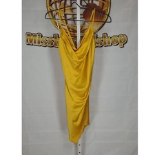 Fashion Nova Yellow Satin Cowl Neck Mini Dress Size Large