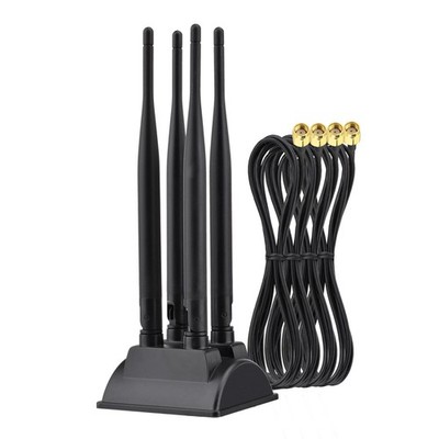 Eightwood Dual Band WiFi 6 Antenna 2.4GHz 5GHz, 4 RP-SMA Connector Black 