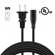 UL 6ft 2-Prong TV AC Power Cord Cable For Samsung UN60J6200AFXZA UN55J6200AFXZA