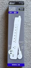 Commercial Electric 7-Outlet Surge Protector with USB White 6 ft.