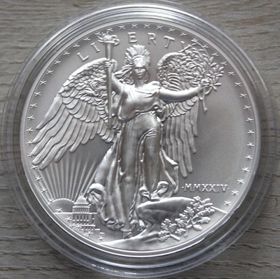 #ad 2024 SAINT GAUDENS NPF WINGED LIBERTY HIGH RELIEF BU QUALTY 1oz SILVER MEDAL $230.00