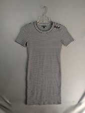 J Crew Mercantile Womens Dress XS Black White Striped Bodycon Short Sleeve Knit