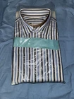 Carlo Palazzi Men's Dress Shirt Blue White Black Striped Size Medium New
