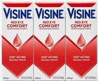 Visine Red Eye Comfort Redness Relief Eye Drops 0.5oz Each X3 Bottles Exp 9/2028
