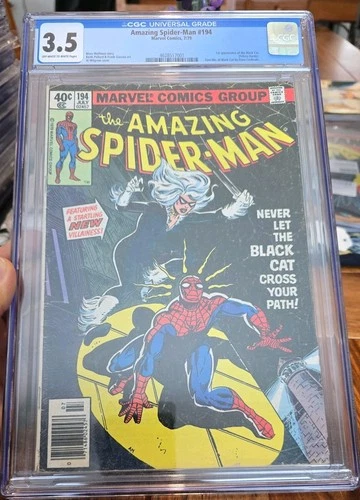 Marvel Comics AMAZING SPIDER-MAN #194 CGC 3.5, 1st appearance Black Cat!!