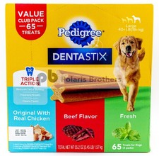 Pedigree Dentastix 65 Count Large Dogs - Chicken, Beef, Fresh Exp. 2/27 or later