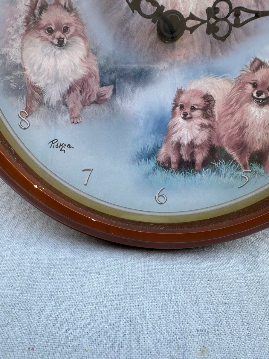 Vtg Y2k Pomeranian Dog Wall Clock Bradford Exchange Tail  display picture 3