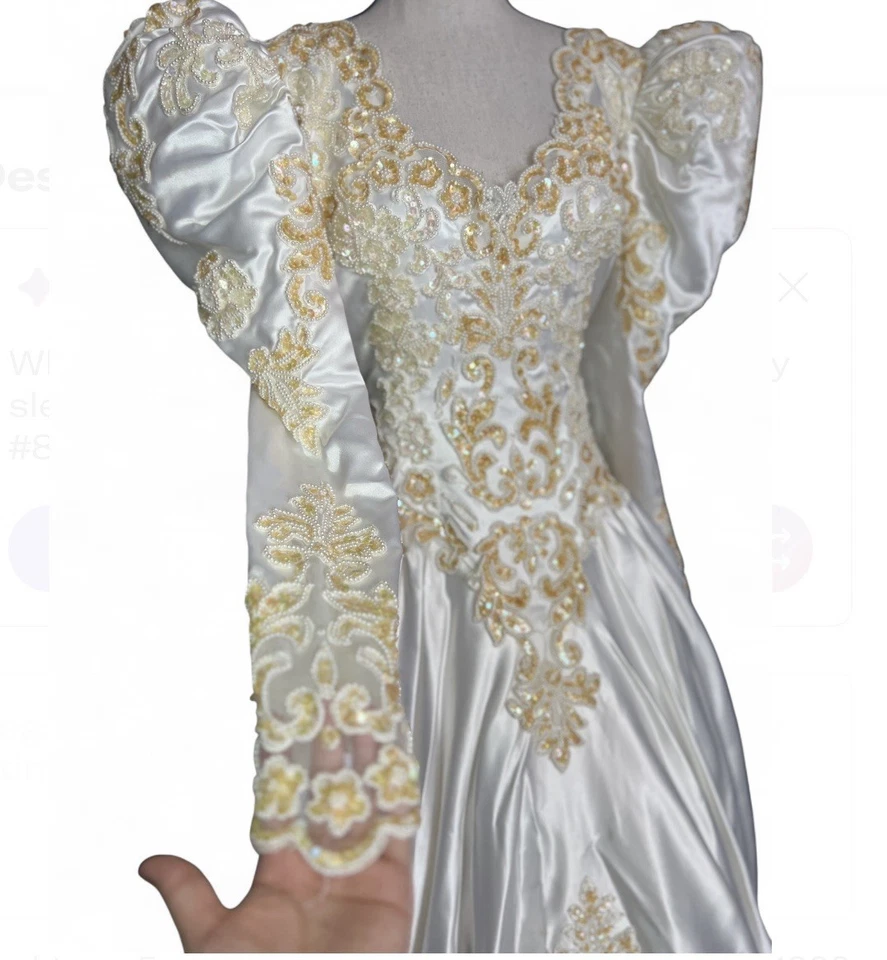 Demetrios 80’s Bridal Dress Size 14 - Image 4 of 4