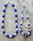 LOT VTG RETRO MID CENTURY CHUNKY BEADED STATEMENT NECKLACES  LUCITE BEADS BLUE + — photo 5