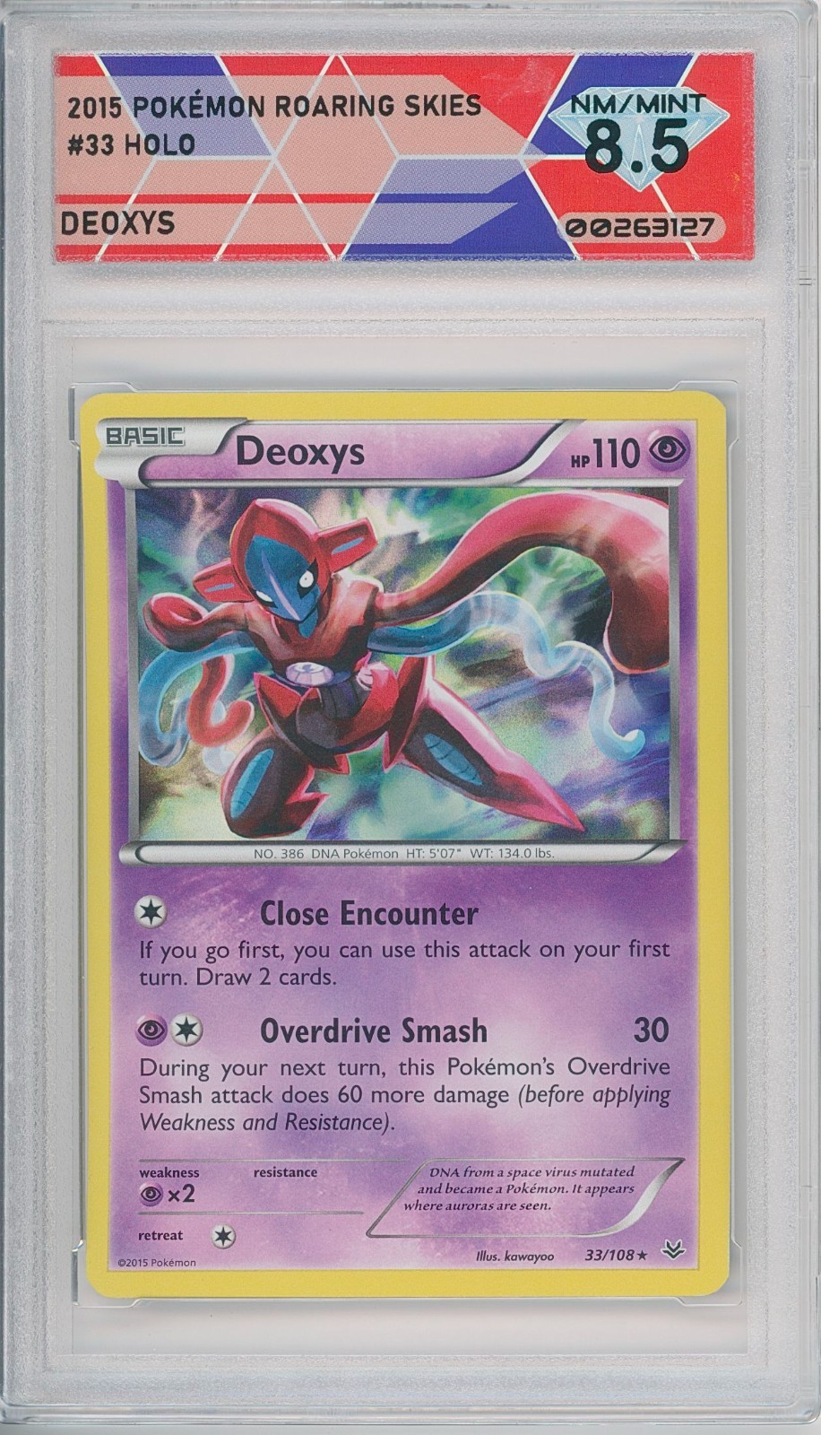 2015 Pokémon Roaring Skies DEOXYS #33/108 💎 DSG 8.5 NM/Mint