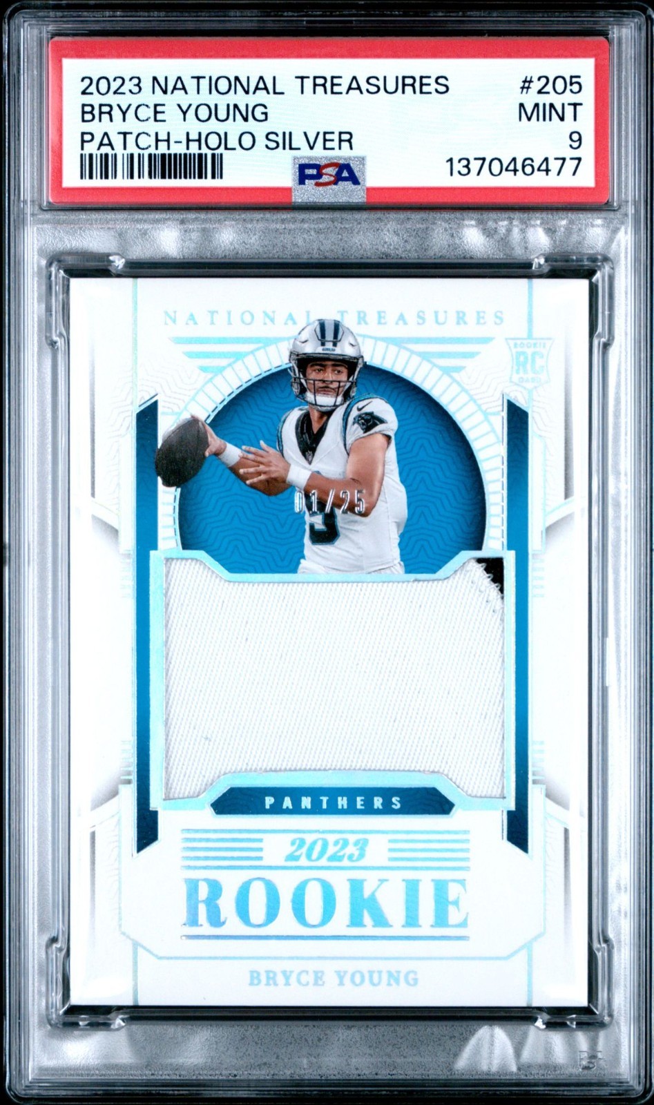 Bryce Young Panini National Treasures #205 Patch-Holo Silver
