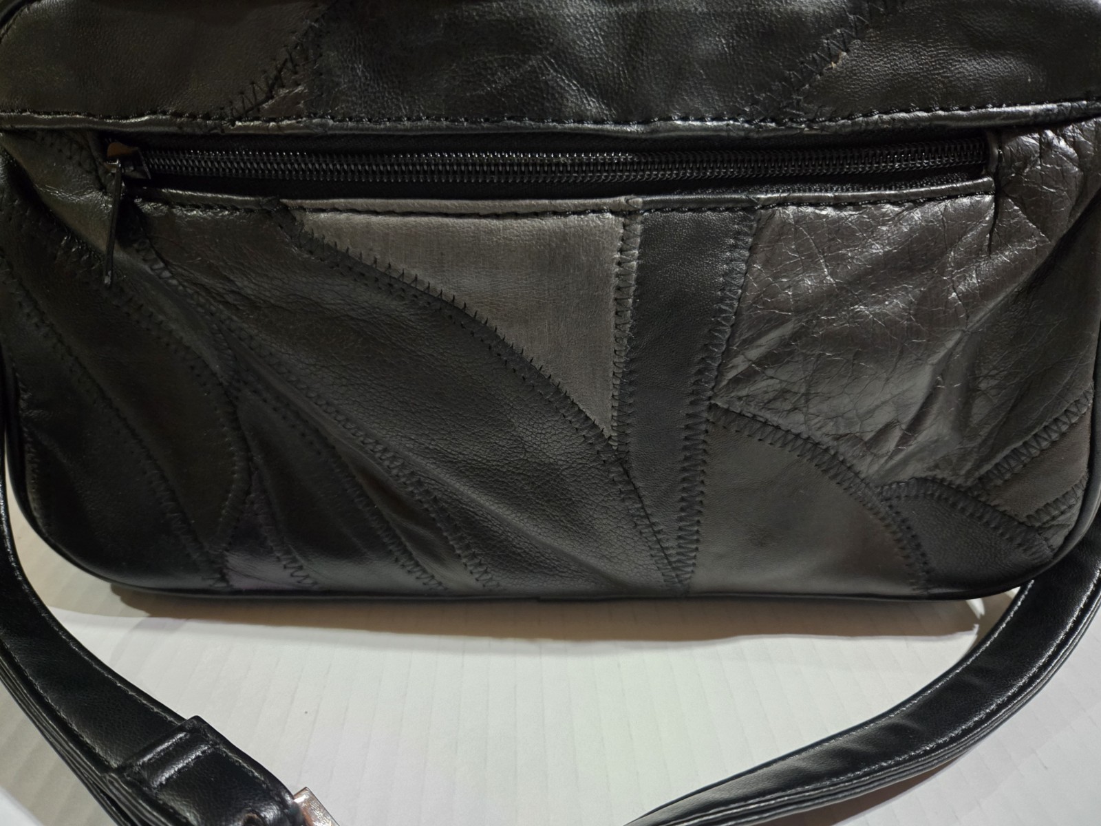 Vintage Jaclyn Smith Patchwork Black  Genuine Lea… - image 2