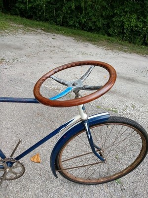 !OBSOLETE! c. 1904 Antique Bicycle/Motorcycle/America STEERING WHEEL/Period MOD!
