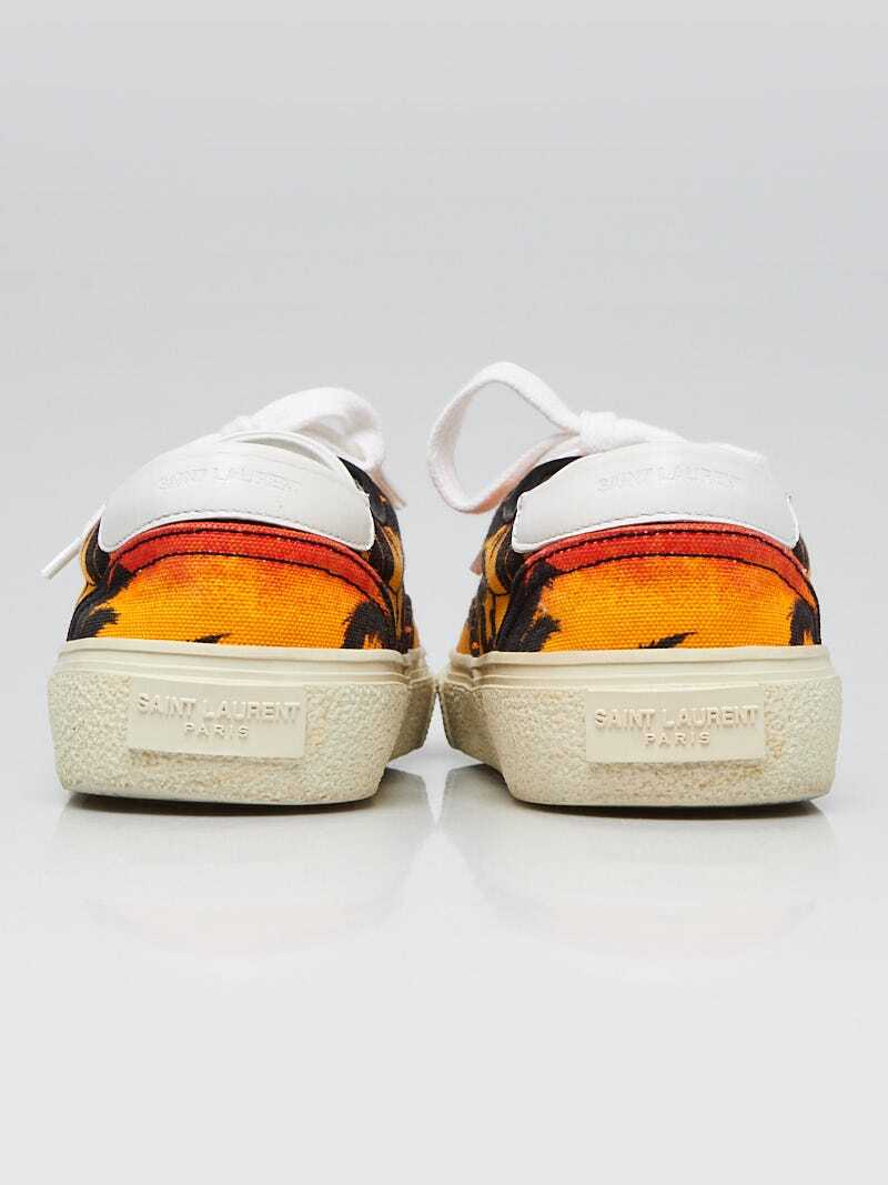 SAINT LAURENT パームツリー柄スニーカー 37 Yves Saint Laurent Orange Canvas Palm Tree Sneakers Size 6.5